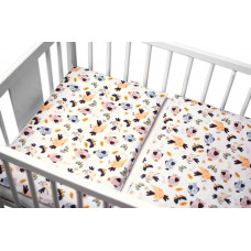 Baby Nellys 2-dílné bavlněné povlečení Ptáčci a Vážky - bílá, 135x100 cm