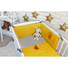 Baby Nellys 3 dílná sada Mantinel s povlečením vafelek - hořčicová