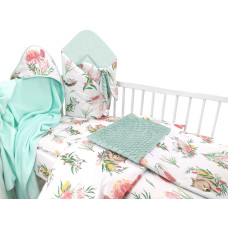 Baby Nellys 6-ti dílná výhod. sada s dárkem pro miminko, 135 x 100 - Exotika, bílá/mátová