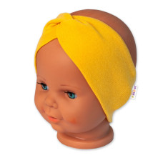 Baby Nellys Bavlněná čelenka dvouvrstvá, hořčicová, vel. 6-9 měsíců