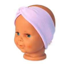 Baby Nellys Bavlněná čelenka dvouvrstvá, lila, vel. 6-9 měsíců