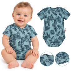 Baby Nellys Bavlněné body krátký rukáv, Palmy - zelené