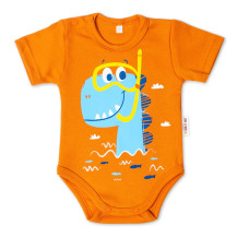Baby Nellys Bavlněné kojenecké body, kr. rukáv, Drak Eda - cihlová, vel. 62