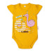 Baby Nellys Bavlněné kojenecké body, kr. rukáv, Flamingo - hořčicové, vel. 68