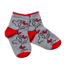 Baby Nellys Bavlněné ponožky Minnie Love - šedé, vel. 104/116