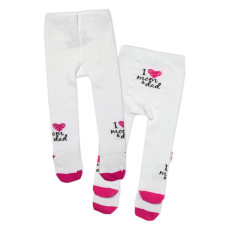 Baby Nellys Bavlněné punčocháče I love mom & dad - růžové, vel. 80/86