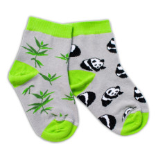 Baby Nellys Bavlněné veselé ponožky Panda - šedé, vel. 122/128