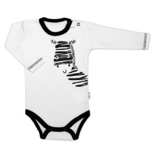 Baby Nellys Body dlouhý rukáv, bílé, Zebra, vel. 62
