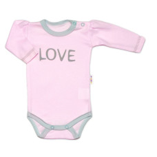 Baby Nellys Body dlouhý rukáv Love - růžové, vel. 68