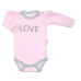 Baby Nellys Body dlouhý rukáv Love - růžové, vel. 68