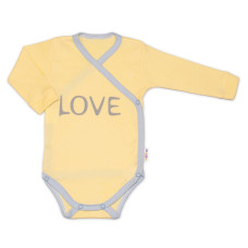 Baby Nellys Body dlouhý rukáv Love - zapínání bokem, žluté, vel. 74