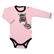 Baby Nellys Body dlouhý rukáv, růžové, Zebra, vel. 62