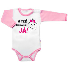 Baby Nellys Body dlouhý rukáv s vtipným textem, A TEĎ tady velím JÁ! Holka, vel. 80