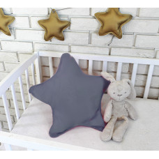 Baby Nellys Dekorační oboustranný polštářek - Hvězdička, 45 cm - tmavě šedá