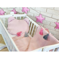 Baby Nellys Dětská vaflová 2 dílná sada Medvídek - starorůžová