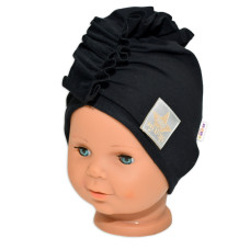 Baby Nellys Jarní/podzimní bavlněná čepice - turban, černá, 68/74