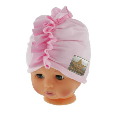 Baby Nellys Jarní/podzimní bavlněná čepice - turban, sv. růžová