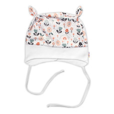 Baby Nellys Kojenecká čepička uzlíček na zavazování - Palouček, bílá