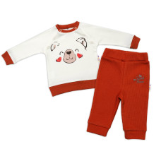 Baby Nellys Kojenecká tepláková souprava Teddy, dvojí zap.u krku - smetanová, vel. 74