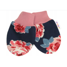 Baby Nellys Kojenecké rukavičky Růže - pudrové/granát, 56/62