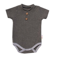 Baby Nellys Kojenecké žebrované body s knoflíčky kr. rukáv, Boy - šedé, vel. 74