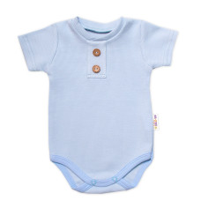 Baby Nellys Kojenecké žebrované body s knoflíčky kr. rukáv, Boy - sv. modré, vel. 68