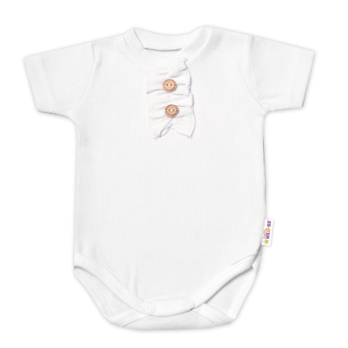 Baby Nellys Kojenecké žebrované body s knoflíčky kr. rukáv, Girl - bílé Baby Nellys Kojenecké žebrované body s knoflíčky kr. rukáv, Girl - bílé