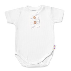 Baby Nellys Kojenecké žebrované body s knoflíčky kr. rukáv, Girl - bílé, vel. 68