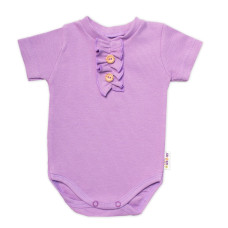 Baby Nellys Kojenecké žebrované body s knoflíčky kr. rukáv, Girl - lila, vel. 86
