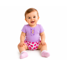 Baby Nellys Kojenecké žebrované body s knoflíčky kr. rukáv, Girl - lila, vel. 86