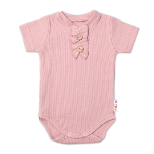 Baby Nellys Kojenecké žebrované body s knoflíčky kr. rukáv, Girl - pudrové, vel. 80 Baby Nellys Kojenecké žebrované body s knoflíčky kr. rukáv, Girl - pudrové, vel. 80