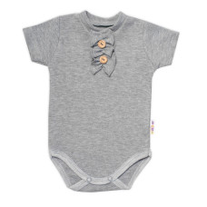 Baby Nellys Kojenecké žebrované body s knoflíčky kr. rukáv, Girl - šedé, vel. 80