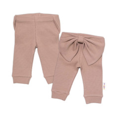 Baby Nellys Kojenecké žebrované legíny s mašlí - béžové, vel. 68