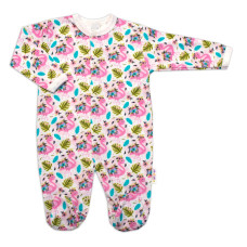 Baby Nellys Kojenecký overálek zapínání uprostřed, Plameňák - bílá/růžová, vel. 62