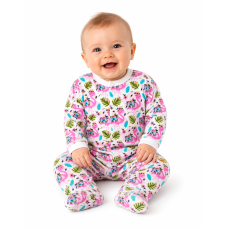 Baby Nellys Kojenecký overálek zapínání uprostřed, Plameňák - bílá/růžová, vel. 74