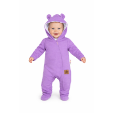 Baby Nellys Kojenecký teplákový overal s kapucí Teddy - fialový, vel. 68