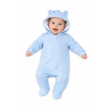 Baby Nellys Kojenecký teplákový overal s kapucí Teddy - sv. modrý, vel. 86