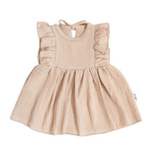Baby Nellys Lehké mušelínové šatičky, béžové, vel. 104
