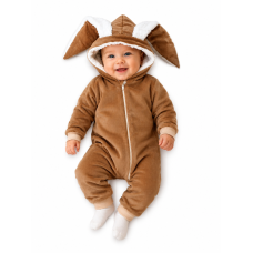 Baby Nellys Manšestrová kombinézka/overálek s kožíškem Cute Bunny - hnědá, vel. 68/74