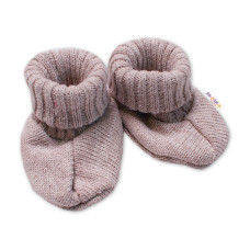 Baby Nellys Pletené botičky/capáčky STAR Hand Made, béžové