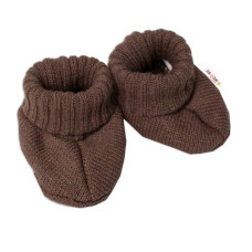Baby Nellys Pletené botičky/capáčky STAR Hand Made, hnědé