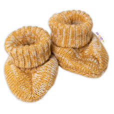 Baby Nellys Pletené botičky/capáčky STAR Hand Made, medové žihané, vel. 68/74