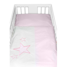 Baby Nellys Povlečení do postýlky Baby Stars - růžové, vel. 135x100 cm