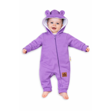 Baby Nellys Teplákový overal s kapucí Teddy - fialový, vel. 62