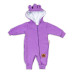 Baby Nellys Teplákový overal s kapucí Teddy - fialový, vel. 62