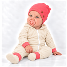 Baby Nellys Žebrovaná čepice Hvězdičky - korálová