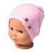 Baby Nellys Žebrovaná čepice Hvězdičky - růžová, vel. 92/98