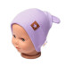 Baby Nellys Žebrovaná dvouvrstvá čepice s oušky TEDDY - lila, vel. 80/86