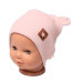 Baby Nellys Žebrovaná dvouvrstvá čepice s oušky TEDDY - pudrová, vel. 68/74