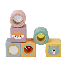 Barevné, dřevěné kostičky s rolničkou Zvířatka, Adam Toys